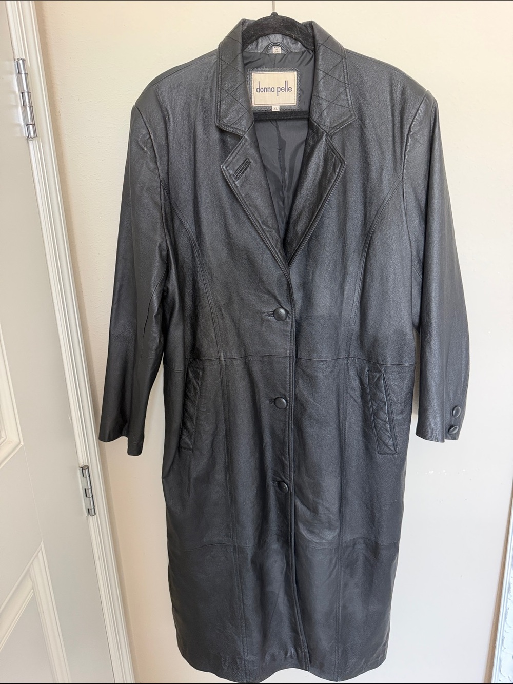 Black Leather Longline Coat
